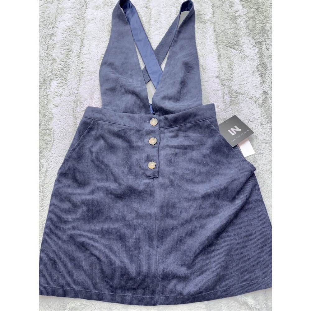 Blue Corduroy Lined Pinafore Jumper Dress Med, IN San Francisco